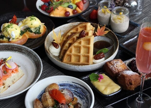 aura festive brunch small plates spread