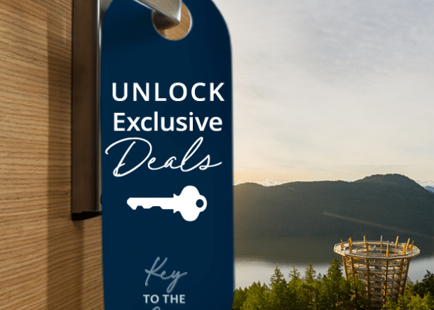 key to the city door hanger with malahat skywalk in background