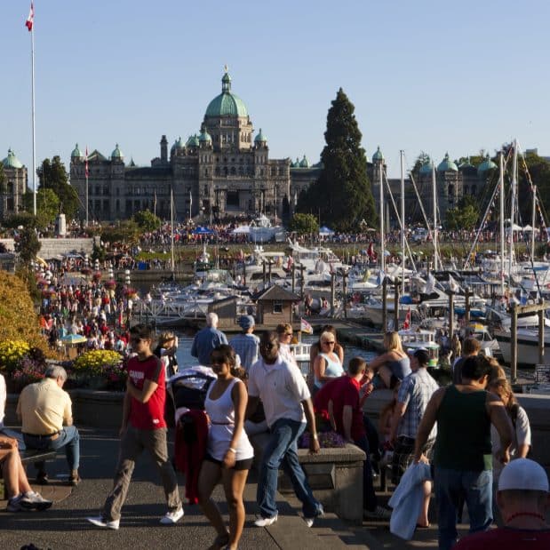 Crowd in Victoria's Inner Harbour. Photo by Destination Greater Victoria