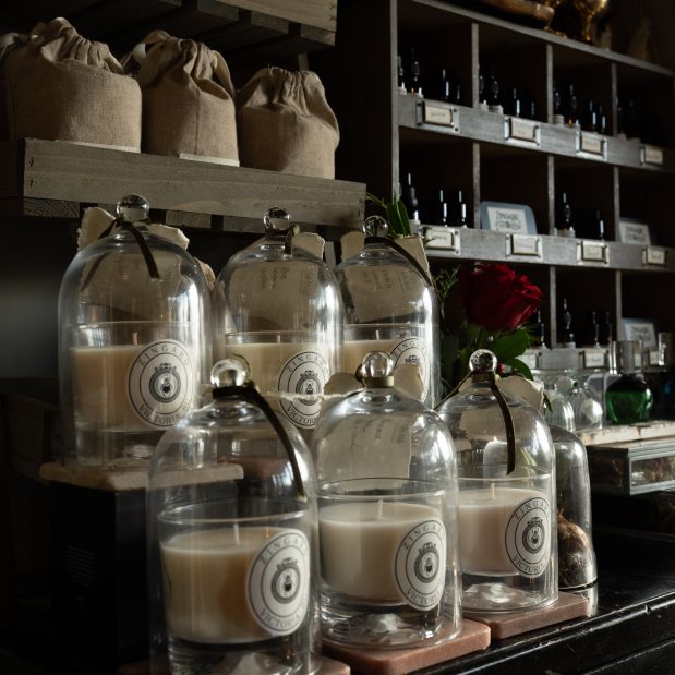 retail display at Zingaro Floral Perfumery, a Key to the City Partner