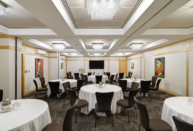 Merino Room, a meeting room at Inn at Laurel Point set in half rounds